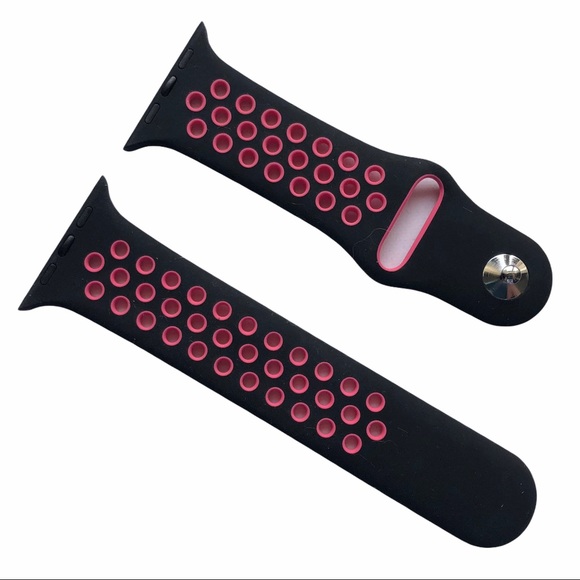 5/$20 NEW Pink Black Sport Band Apple Watch 42/44/45/49 mm S/M Holes - Picture 1 of 7